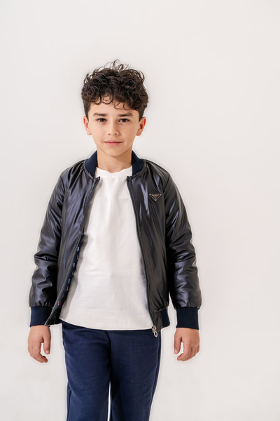 Verscon معطف جلد صناعي بومبر للرجال من 7 إلى 11 سنة