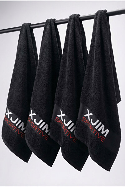 XJIM Πετσέτες γυμναστικής 4 τεμαχίων 100% βαμβακερές μαύρες αθλητικές πετσέτε...