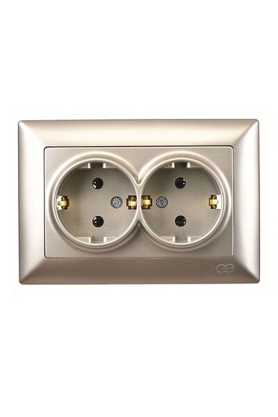 Günsan Visage Metalik Bej İkili Topraklı Priz