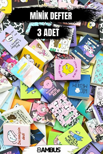 Bambus Home 120 Sayfa Çizgisiz Mini/Minik/Minicik Defter Mini 3 Adet