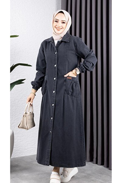 HARMAN BUTİK قبعة جينز نسائية من قماش الدنيم قابلة للغسل في الثلج مع جيوب بأزرار