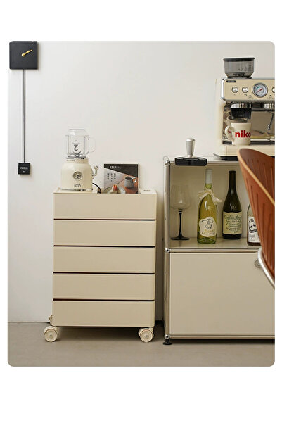 Shangxing خزانة تخزين دوارة وطاولة سرير متحركة - خزانة جانبية متعددة الوظائف على الطراز الاسكندنافي الحديث