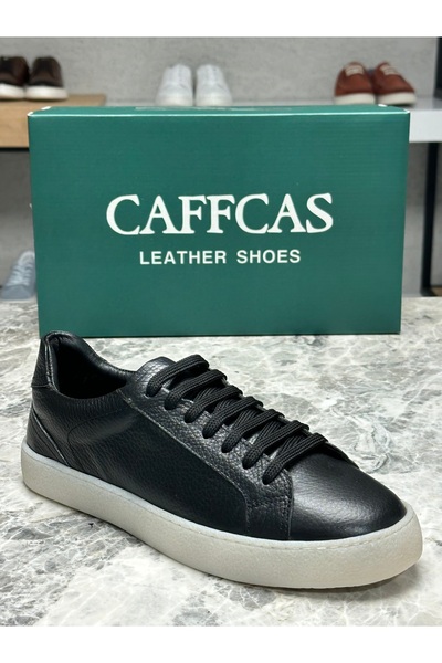Caffcas Pantofi pentru bărbați din piele naturală, negru, lucrați manual, 03-ZR