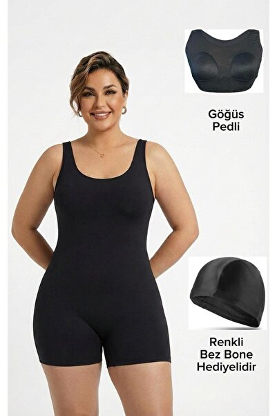 vawensea Women's Solid Color Swimwear Black (with Breast Pad)