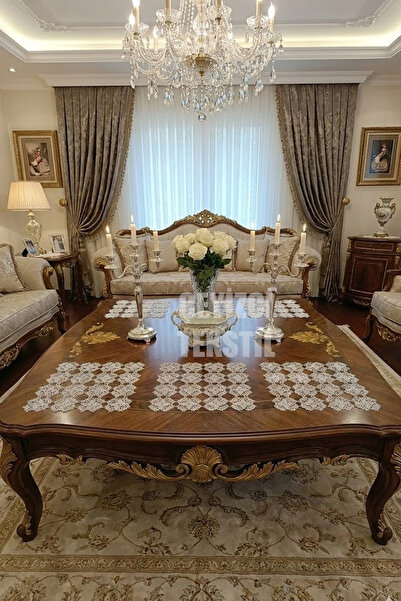 Çt Çeyizci Tekstil 6 Pieces Living Room Display Cabinet Napkin Set, Needlewor...