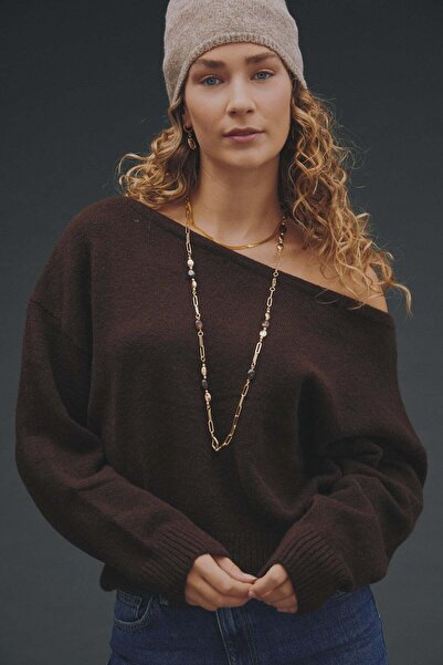 AKSWSUAR Doğal taşlı zincir kolye