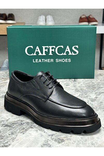 Caffcas Pantofi casual pentru bărbați, din piele naturală, negru, Oxford, 139...