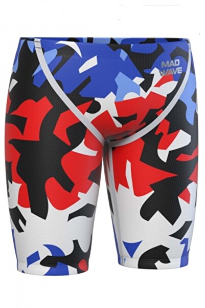 Mad Wave Madwave Men Racing Jammer Forceshell-X Jamm(Racing Swimsuit) - White-Navy Blue-Red-Black - XL
