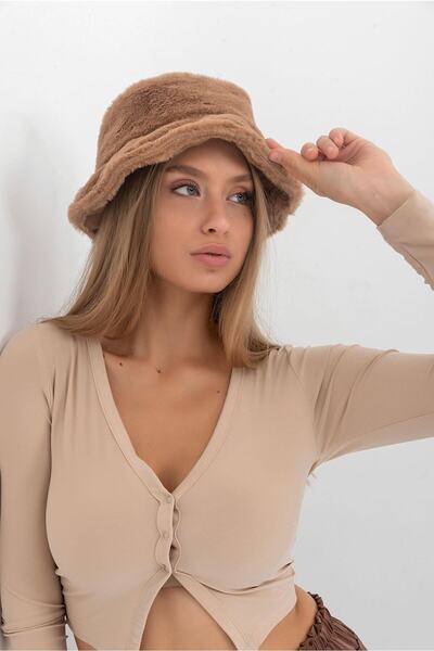 Saria Moda Peluş Bucket Şapka