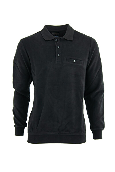 Oppland Pulover țesut din bumbac lycra pentru bărbați, cu guler polo cu nastu...