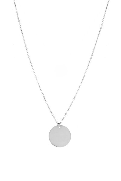 Azuris Silver Azuris 925 Ayar Gümüş Yuvarlak Plaka Kolye