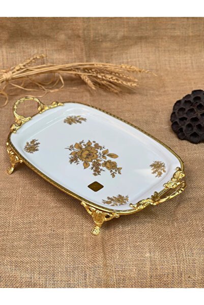 Barok Sunumluk porselen pirinç dıkdortgen büyük