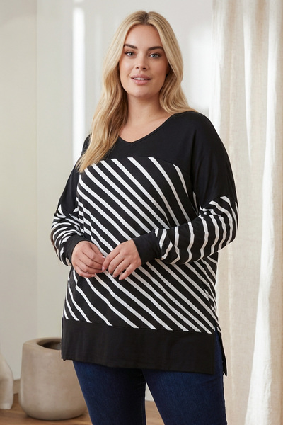 Stil Diva Μπλούζα με μακρυμάνικο μακρυμάνικο υφασμάτινο Stretch με σχέδιο303056