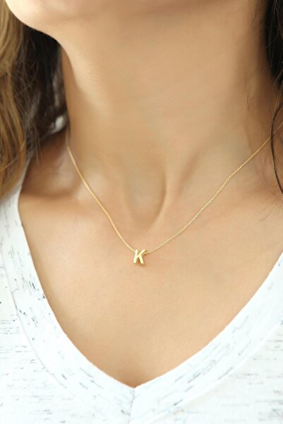 Azuris Silver Azuris 925 Ayar Gümüş Üç Boyutlu  K Harfli Harfi Kolye