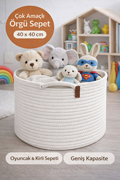 SERENALP Büyük Boy Çok Amaçlı Örgü Düzenleyici Sepet, Oyuncak Sepeti, Kirli S...