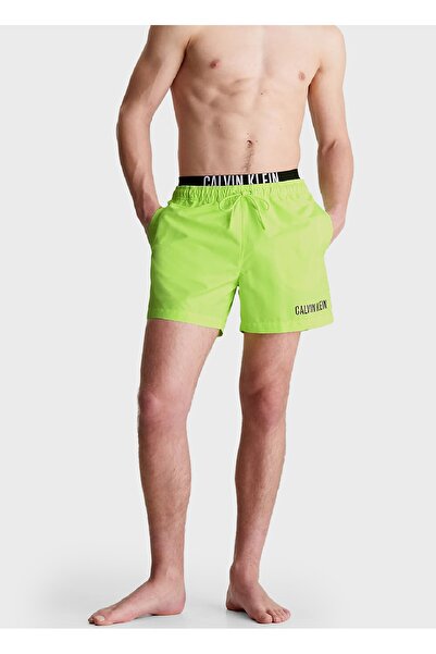 Calvin Klein Çift Bel Detaylı Deniz Şortu Belden Bağlamalı Mayo Short KM0KM00...