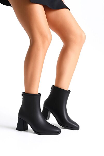 Melacomfort Γυναικείες μαύρες δερμάτινες μπότες με αντιολισθητική σόλα με ψεύ...