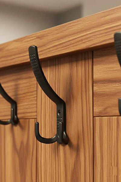 BERFİNO 662 حامل معاطف أسود غير لامع بذراعين |   جسم زاماك |   حامل للحائط وا...