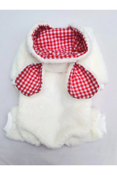 PATİBÖR الأبيض القطيفة الأذن 100٪ نسيج القطن القط الكلب الزي واللباس مقنعين ا...