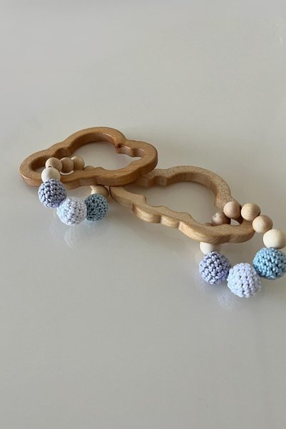 BeyzBaby Wooden Teether Blue Lilac Cloud