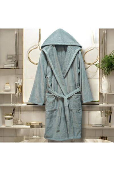MYSOFTHOME Bornoz Kadife Kapüşonlu %100 Pamuklu