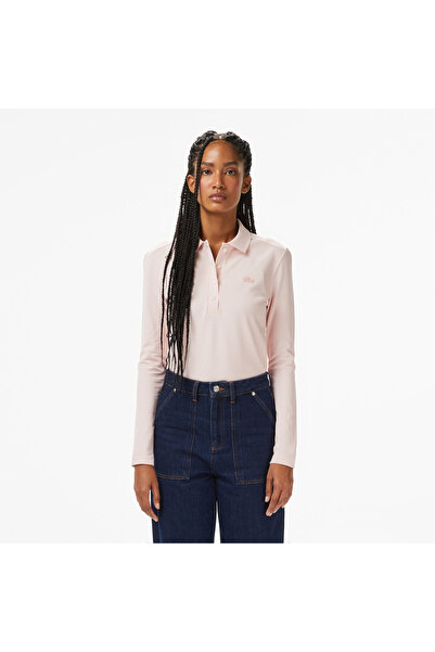Lacoste Kadın Slim Fit Uzun Kollu Pembe Polo