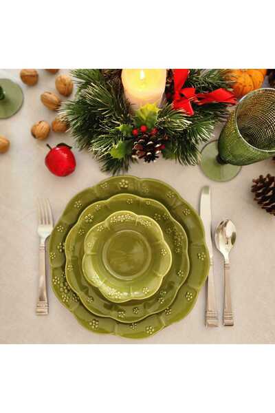 Soframore Fiore 12 Parça 4 kişilik Seramik Yemek Takımı - Haki