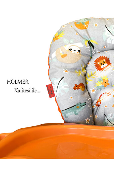 Holmer Organik Mama Sandalyesi Minderi & Kılıfı (Kemer Deliksiz) Koyu Gri