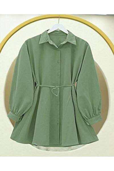 Modamorfo تونيك بوبلين بأزرار مع قطعة قماش - كاكي