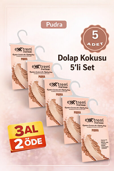 EXXTREM Pudra Dolap Kokusu 5'li Set - Doğal Esanslı - Güve ve Neme Karşı - Çe...