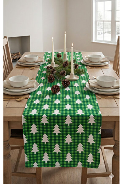 MODAFABRİK Christmas Green Pine Tree Patterned Runner