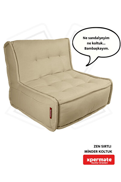 XPERMATE Sırtlı Minder Koltuk Iskandinav Tarzı Ergonomik Yer Koltuğu Sırtlıklı Oturma Minderi 80x60 Bej Zen
