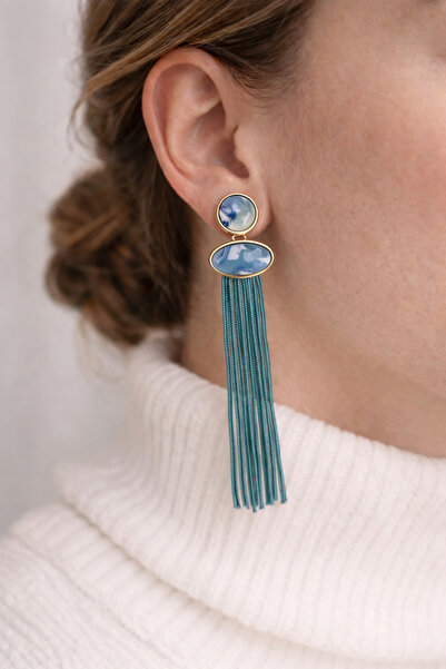 Owentis Blue Ceramic Model Dangle Tie Sylvana Earrings
