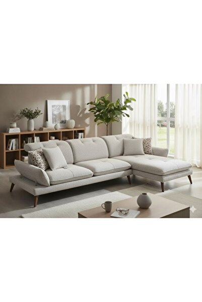 Vivense COSY KÖŞE KOLTUK, AHŞAP AYAK, SAĞ KÖŞE, KIRIK BEYAZ