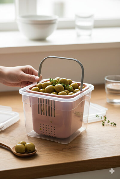 Righton حاوية تخزين مقاومة للتسرب سعة 1.3 لتر مع مصفاة وردية - خالية من مادة BPA، مناسبة للميكروويف وغسالة الأطباق