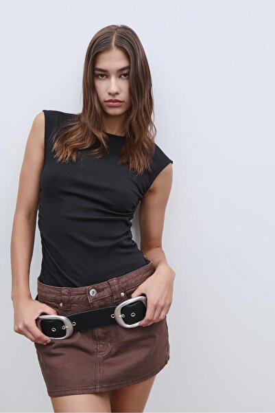 Stradivarius Büzgülü basic fitted t-shirt