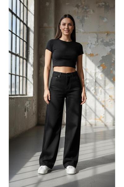 geenz manifacture Gabriela Snow Blue material elastic Super talie înaltă Blugi casual elastici pantaloni palazzo