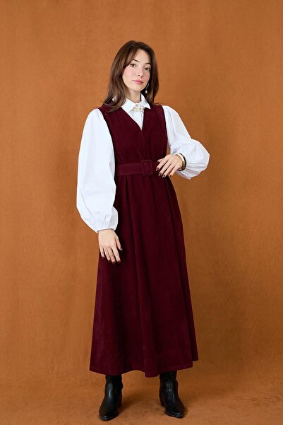 Soul Rochie de damă din piele intoarsa cu decolteu in V cu detaliu curea - 32...