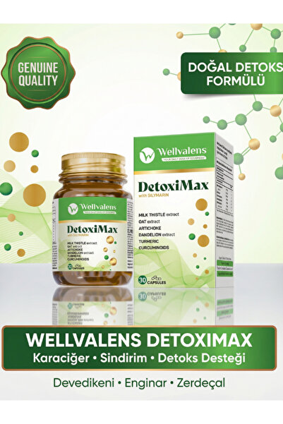 Wellvalens Detoximax Devedikeni, Enginar, Zerdeçal Karaciğer Sindirim ve Detoks Desteği 30 Kapsül