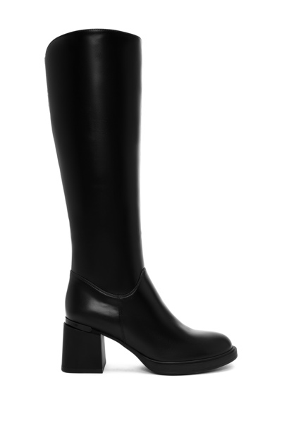 Derimod Kadın Siyah Fermuarlı Kalın Topuklu Çizme 25WFE401318
