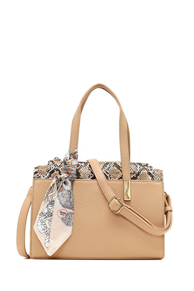 Derimod Women's Beige Long Strap Patterned Shoulder Bag 25Wbd285814