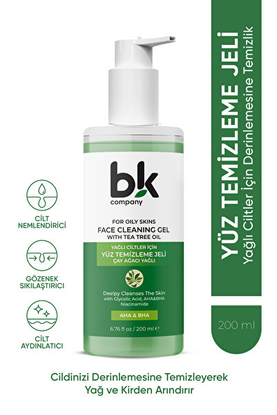 BK COMPANY Çay Ağacı Özlü Yüz Temizleme Jeli Karşıtı Doğal Arındırıcı - 200 m...