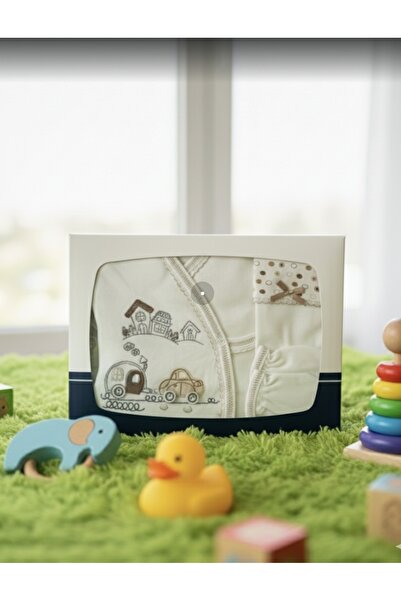 YusGos Organic 5-Piece Car Printed Newborn Hospital Discharge Set