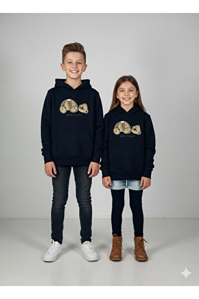 YusGos سويت شيرت للجنسين بغطاء رأس تيدي بير مطبوع (3-15 سنة)