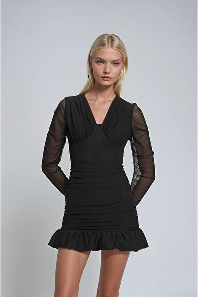 Lijuri Crne rukave Til naborana mini haljina 2925 R5-I-K3