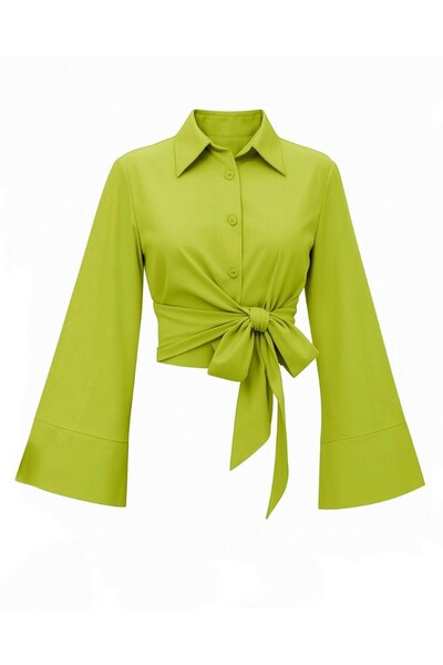 HİJABAYA Yan Bağlamalı İspanyol Kol Düğmeli Gömlek