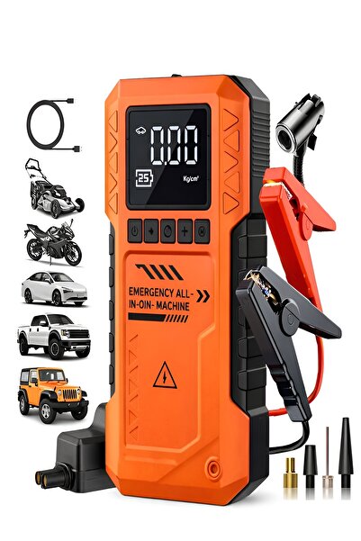 DEANB 10000mAh Dijital Ekranlı Araba Akü Takviye'li Kompresör Araç Lastik Şişirme Hava Pompası - 150PSI