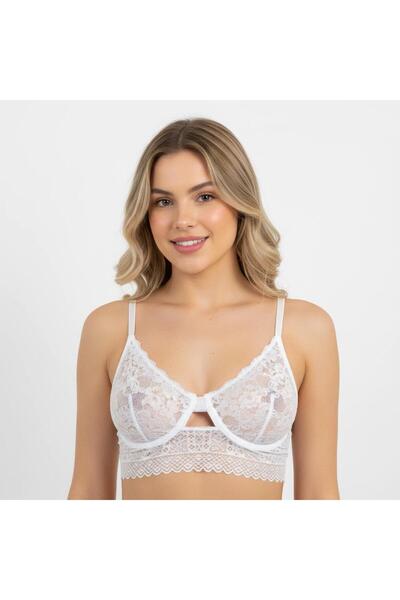 BONBON Kadın Dantelli Balenli Beyaz Renk Sütyen BB2078