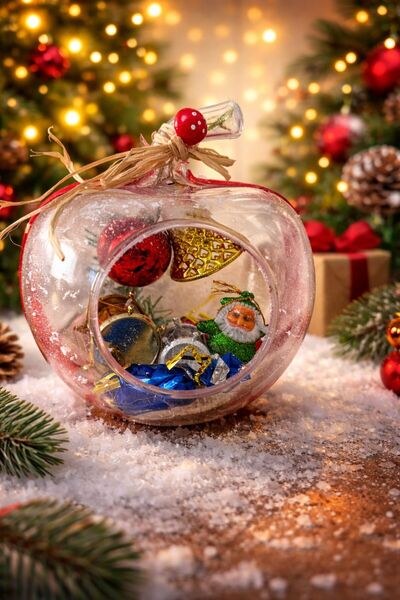 SUMMER GIFT Yılbaşı Süsü Teraryum Aranjman Süs - Yılbaşına Özel Dekoratif Tas...