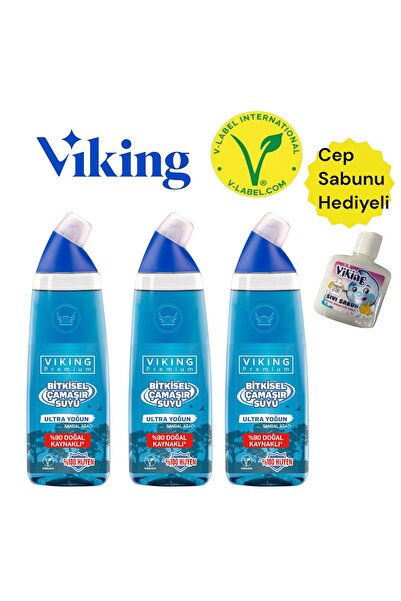 Viking Premium Çamaşır Suyu Sandal Ağacı 3 Adet 750 ml + Cep Sabunu Hediyeli
